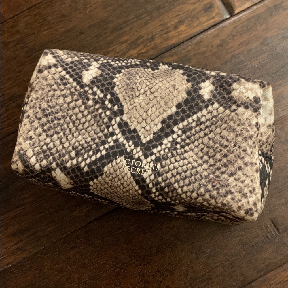 Victoria's Secret Brown Snake Pattern Fabric Pouch EUC …like new!